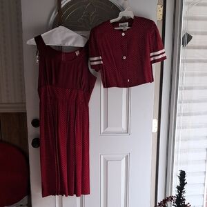Stylish Red Polka Dot Vintage Ladies Dress with Jacket Dry Clean Only
